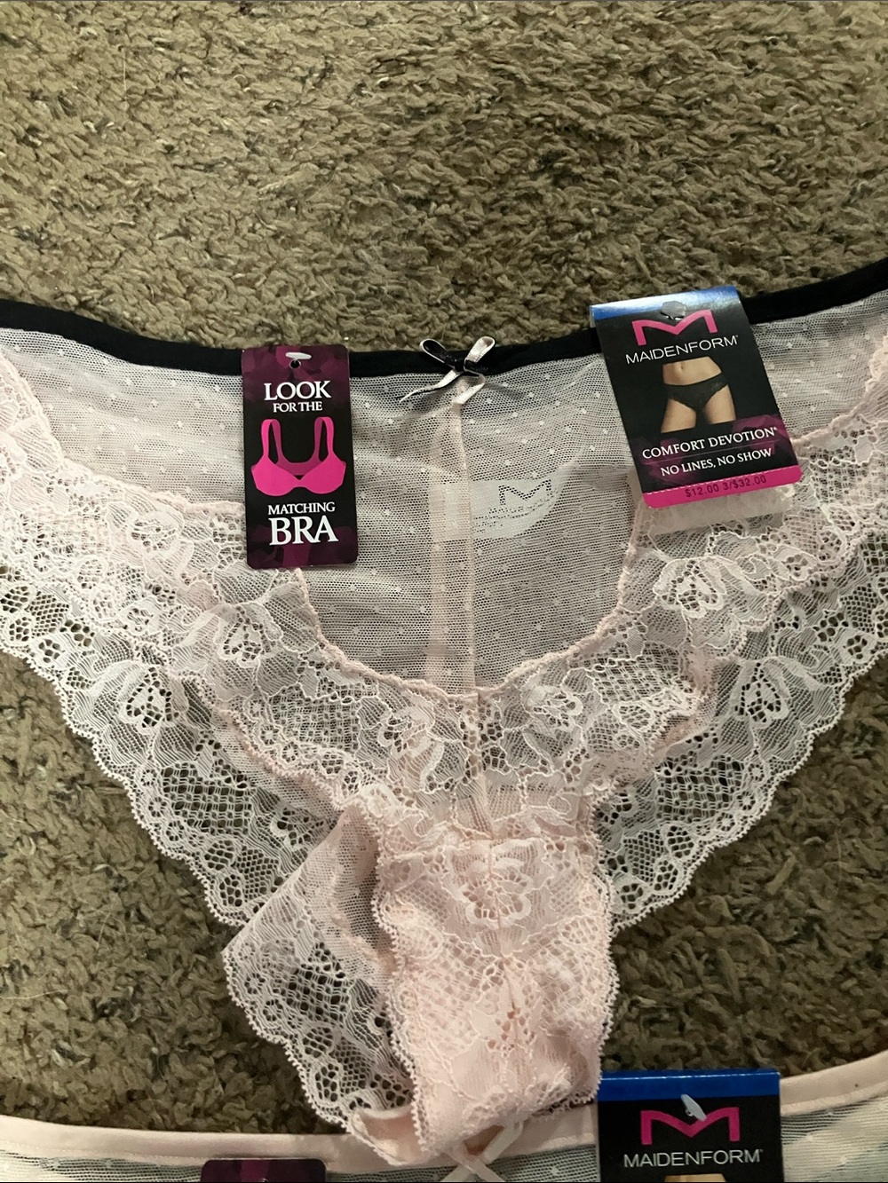 Maidenform Lace Bikini Panties in Light Pink and White (2-Pack) - Picture 3 of 5
